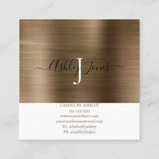 金ゴールドブラシ付きメタルモノグラムスクリエレガントプト スクエア名刺 (裏面)