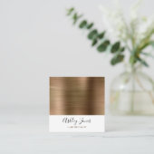 金ゴールドブラシ付きメタルモノグラムスクリエレガントプト スクエア名刺 (スタンド正面)