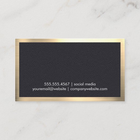 金ゴールドブラシ付きレザー縁ど金ゴールド 名刺 (裏面)