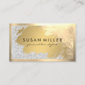 金ゴールドブラシ付きレザー縁ど金ゴールド 名刺 (正面)