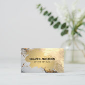 金ゴールドブラシ付き大理石背景 名刺 (スタンド正面)