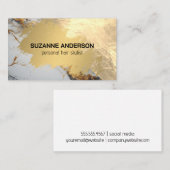 金ゴールドブラシ付き大理石背景 名刺 (正面/裏面)