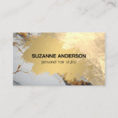 金ゴールドブラシ付き大理石背景 名刺 (正面)