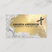 金ゴールドブラシ付き大理石 |はさみ 名刺 (正面)