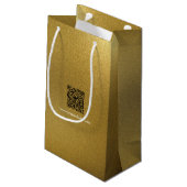 金ゴールドブラシ付き金属プレートQRコードのテクスチャ スモールペーパーバッグ (裏面アングル)