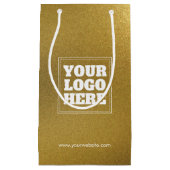 金ゴールドブラシ付き金属プレートQRコードのテクスチャ スモールペーパーバッグ (正面)