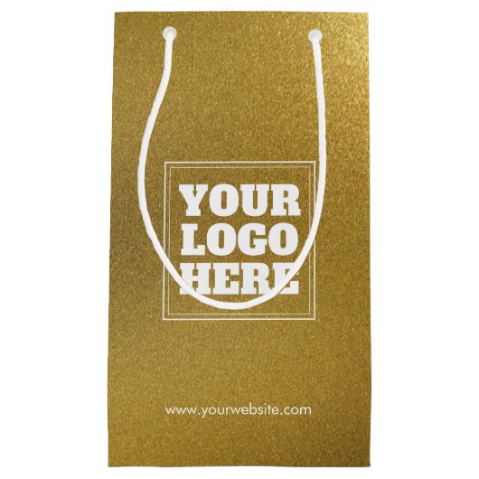 金ゴールドブラシ付き金属プレートQRコードのテクスチャ スモールペーパーバッグ (正面)