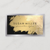 金ゴールドブラシ付き革 |シルバー縁ど 名刺 (正面)