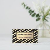 金ゴールドブラシ付ストライプのき |金ゴールドメタル名刺 名刺 (スタンド正面)