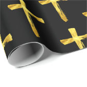 金ゴールドブラシ十字架 – キリスト教の十字架 ラッピングペーパー (ロールコーナー)
