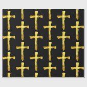 金ゴールドブラシ十字架 – クリスチャン・イエス・キリスト十字架 ラッピングペーパー (フラット)