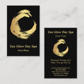 *~*金ゴールドブラシ抽象芸術霊気スパ瞑想 名刺 (正面/裏面)