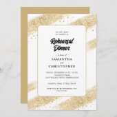 金ゴールドブラシ結婚ストロークのリハーサル 招待状 (正面/裏面)