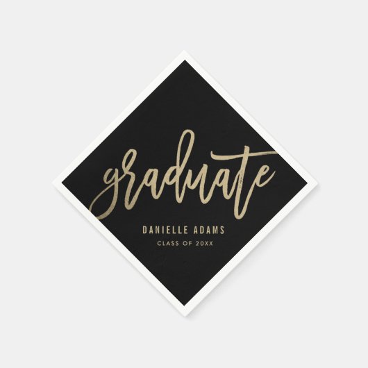 金ゴールドブラシ編集可能カラー卒業パーティナプキンス スタンダードカクテルナプキン (角)