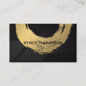 金ゴールドブラシ芸術的ド | 黒線パターン 名刺 (正面)