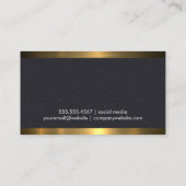 金ゴールドブラシ金ゴールドフラワー葉ズ |メタリック 名刺 (裏面)