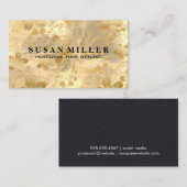 金ゴールドブラシ金ゴールドフラワー離れズ 名刺 (正面/裏面)