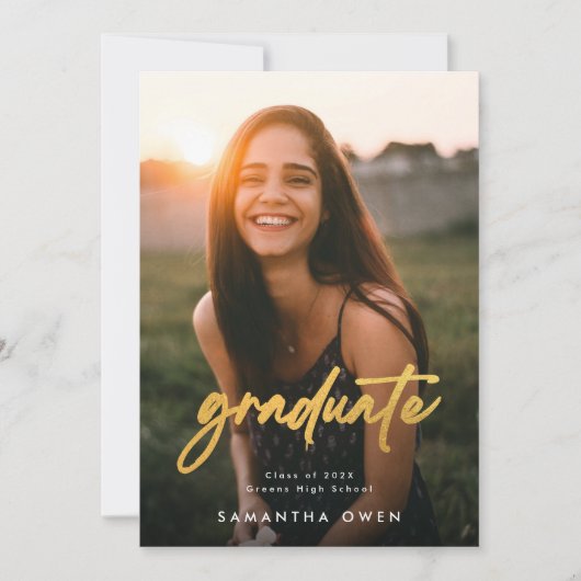 金ゴールドブラシ高校卒業写真 案内状 (正面)