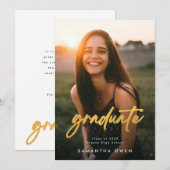 金ゴールドブラシ高校卒業写真 案内状 (正面/裏面)