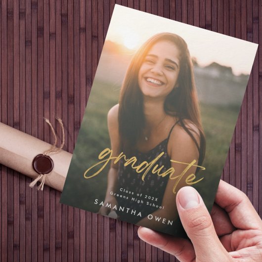 金ゴールドブラシ高校卒業写真 案内状