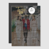 金ゴールドブラシ2025カレンダーフォト磁気カード (正面/裏面)