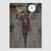 金ゴールドブラシ2025カレンダーフォト磁気カード (正面)