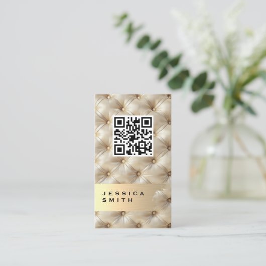 金ゴールドブラシ | クッション付き詰めマテリアル 名刺 (スタンド正面)