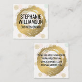 金ゴールドブラシ |シックグリッター水玉模様パターン スクエア名刺 (正面/裏面)