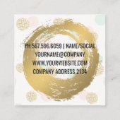 金ゴールドブラシ |シックグリッター水玉模様パターン スクエア名刺 (裏面)