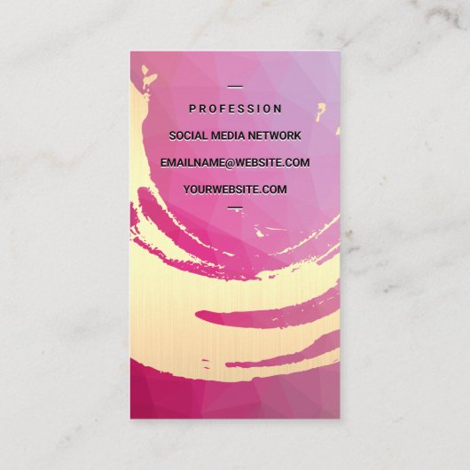 金ゴールドブラシ |マゼンタジオメトリック 名刺 (裏面)