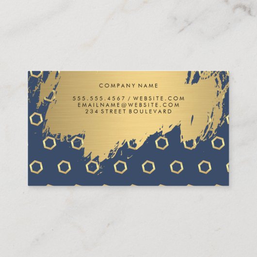 金ゴールドブラシ |六角パターンデザイナー 名刺 (裏面)