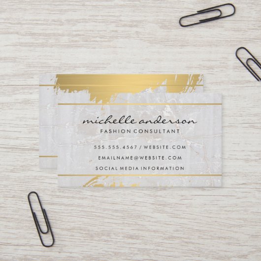 金ゴールドブラシ |大理石 名刺 (正面/裏面インサイチュ)