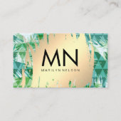 金ゴールドブラシ |幾何学的な手のひらの背景 名刺 (正面)