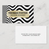 金ゴールドブラシ |抽象芸術波のストライプ 名刺 (正面/裏面)