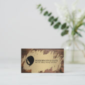 金ゴールドブラシ |木材 |ヘアスタイリスト理容師 名刺 (スタンド正面)