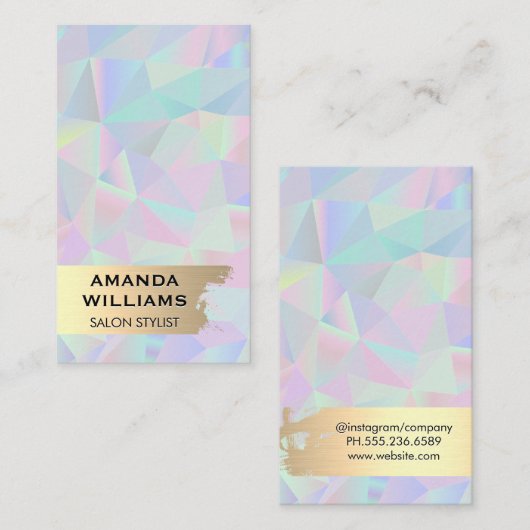金ゴールドブラシ | 虹色の金属幾何学 名刺 (正面/裏面)