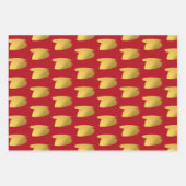 金ゴールドブラシ – 赤、緑、白のクリスマス ラッピングペーパーシート (正面)