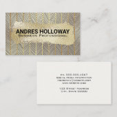 金ゴールドブラシ |金ゴールドストライプパターン 名刺 (正面/裏面)