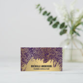 金ゴールドブラシ | 金ゴールド紫色のテクスチャ 名刺 (スタンド正面)