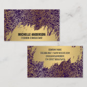 金ゴールドブラシ | 金ゴールド紫色のテクスチャ 名刺 (正面/裏面)