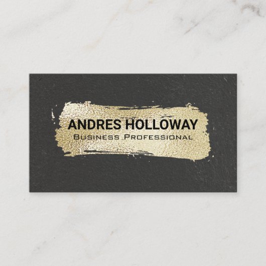 金ゴールドブラシ | 黒い壁テクスチャ 名刺 (正面)