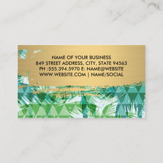 金ゴールドブラシ | Palm Tree幾何学的 名刺 (裏面)