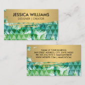 金ゴールドブラシ | Palm Tree幾何学的 名刺 (正面/裏面)