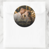 金ゴールドブラックありがとう結婚スクリプトの写真 ラウンドシール (バッグ)