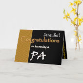 金ゴールドブラックおめでとう医師助手 カード (黄色い花)