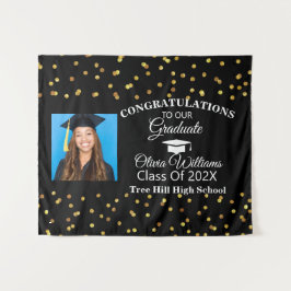 金ゴールドブラックおめでとう大学院写真クラス2021 タペストリー