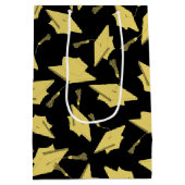 金ゴールドブラックおもしろいパーティー上の卒業キャップ ミディアムペーパーバッグ (裏面)