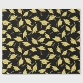 金ゴールドブラックおもしろいパーティー上の卒業キャップ ラッピングペーパー (フラット)