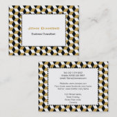 金ゴールドブラックおよびホワイトの3Dキューブパターン 名刺 (正面/裏面)