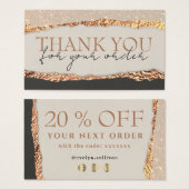 金ゴールドブラックきらめく感謝してい紙割引カード (正面&裏面)